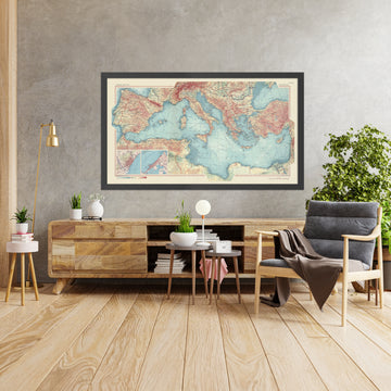 Alter Weltkarte des Mittelmeers und der Länder, 1967: Von Gibraltar bis Israel 