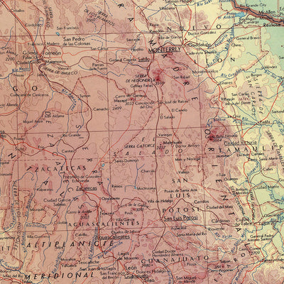 Old Map of Mexico, 1967: Baja California, USA-Mexico Border Cities, Houston, Texas, Mexico City