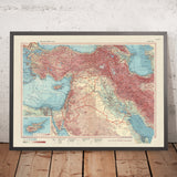 Mappa antica del Medio Oriente, 1967: Turchia, Iran, Iraq, Cipro, Israele, Giordania 