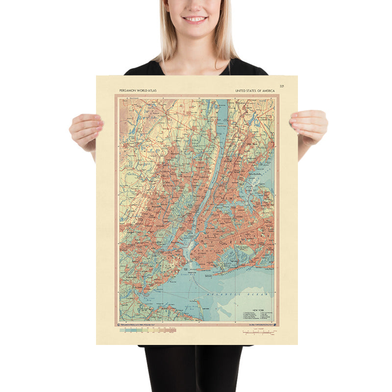 Old Map of New York City, 1967: Manhattan, Brooklyn, The Bronx, Newark, Jersey City