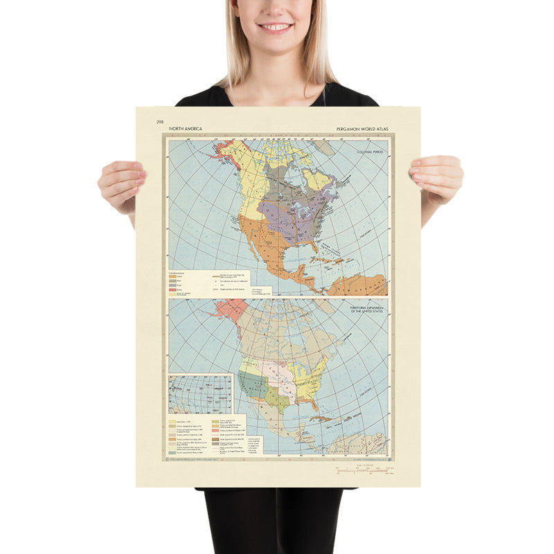 Colonial Map Examples Old Infographic Map of North American Colonial Era & Expansion, 1967 ...