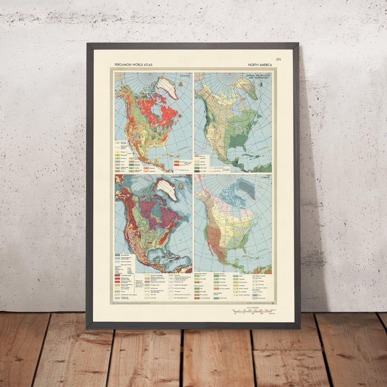 Old Infographic Map of North American - Northamericageologypergamon1967roughrestored24x18 Mockupframe 