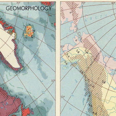 Old Infographic Map of North American Geology, 1967: Geomorphology, Climate, Rainfall