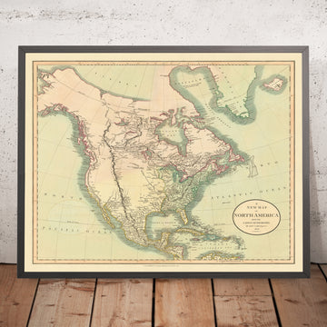 Old Map of Louisiana Purchase in North America by Cary, 1806: Incomplete Alaska & Canada Coastline