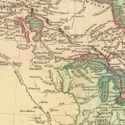Old Map of Louisiana Purchase in North America by Cary, 1806: Incomplete Alaska & Canada Coastline