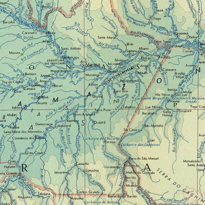 Alte Karte von Nordsüdamerika, Topografischer Dienst der polnischen Armee, 1967: Amazonas und Becken, Anden, Panamakanal, Amazonas-Tapajos-Zusammenfluss, Kleine Antillen