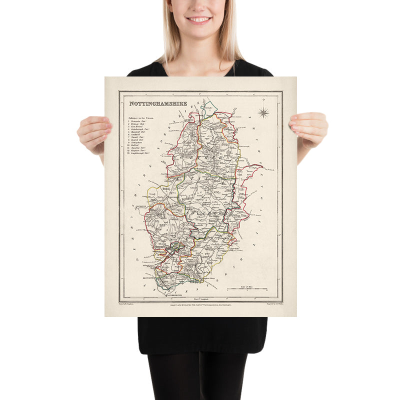 Old Map Of Nottinghamshire By Samuel Lewis 1844 Nottingham Mansfield old-map-of-nottinghamshire-by-samuel-lewis-1844-nottingham-mansfield