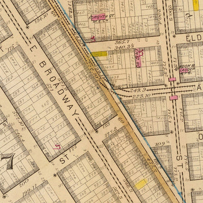 Ancienne carte du Lower East Side, Manhattan par Bromley, 1879 : James, Market, Pike, Rutgers Slip, Chatham Square