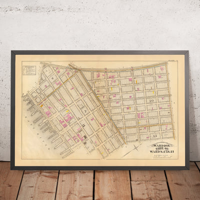 Alte Karte der Lower East Side, Manhattan von Bromley, 1879: James, Market, Pike, Rutgers Slip, Chatham Square