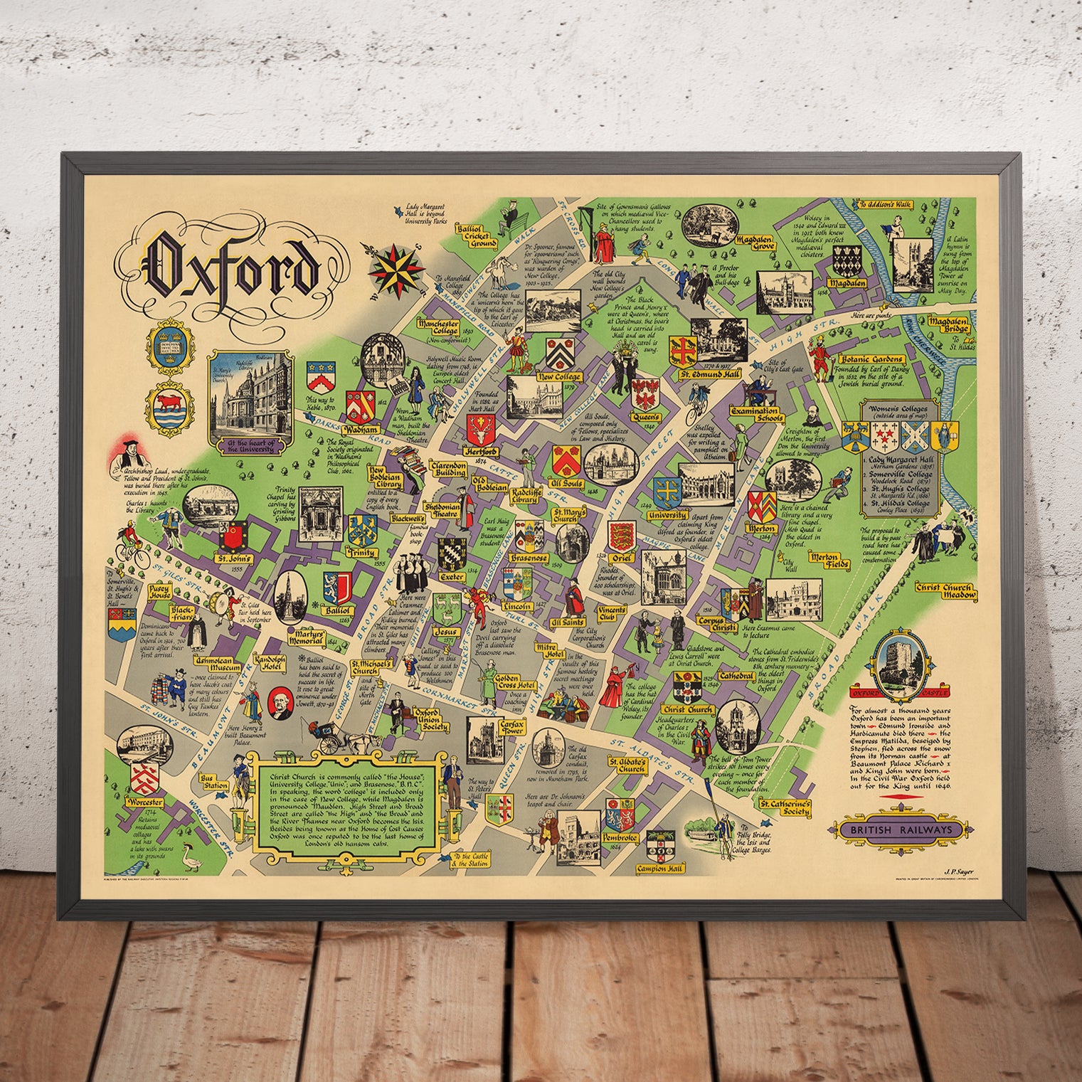 Old Map of Oxford by Sayer 1949 - Oxfordbritishrailwaysjpsayer194920x16 Mockupframe 