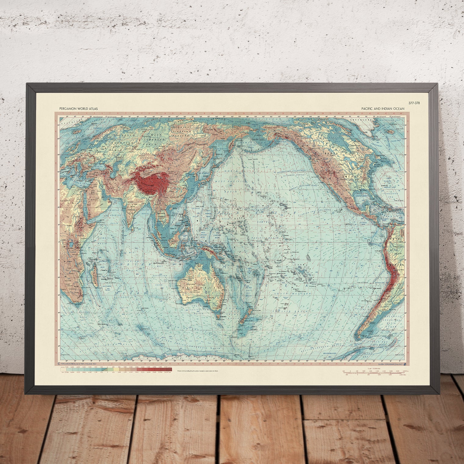 Old World Map of the Pacific and - Pacificandindianoceanpergamon1967roughrestored24x18 Mockupframe 