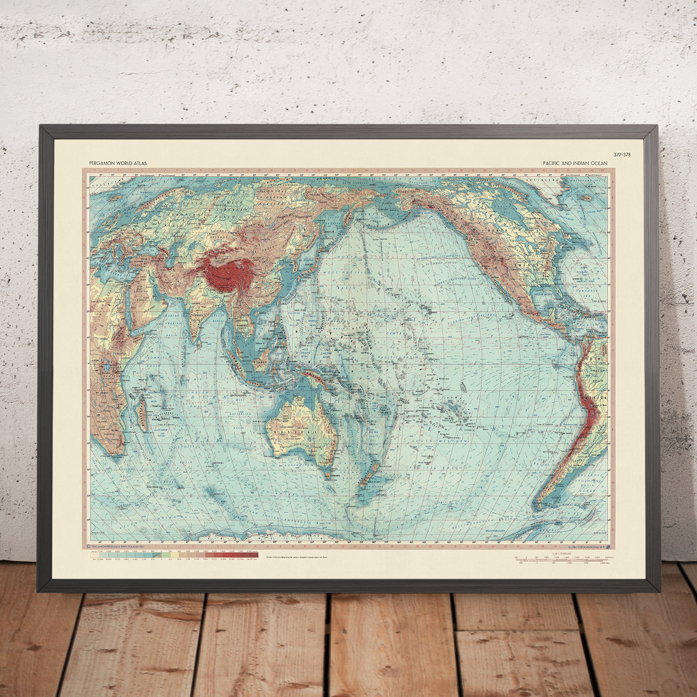 Old World Map of the Pacific and Indian Oceans, 1967: Detailed Politic ...
