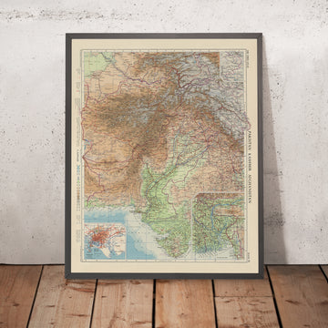 Alte Karte von Kaschmir, Pakistan und Afghanistan von Bartholomew, 1959: Karachi, Indus, Hindu Kush, Kabul, Lahore 