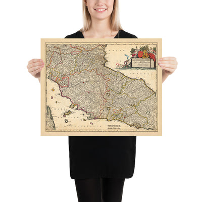 Alte Karte des Kirchenstaates und des Herzogtums Toskana, Italien von Visscher, 1690: Rom, Florenz, Pescara, Bologna, Pisa