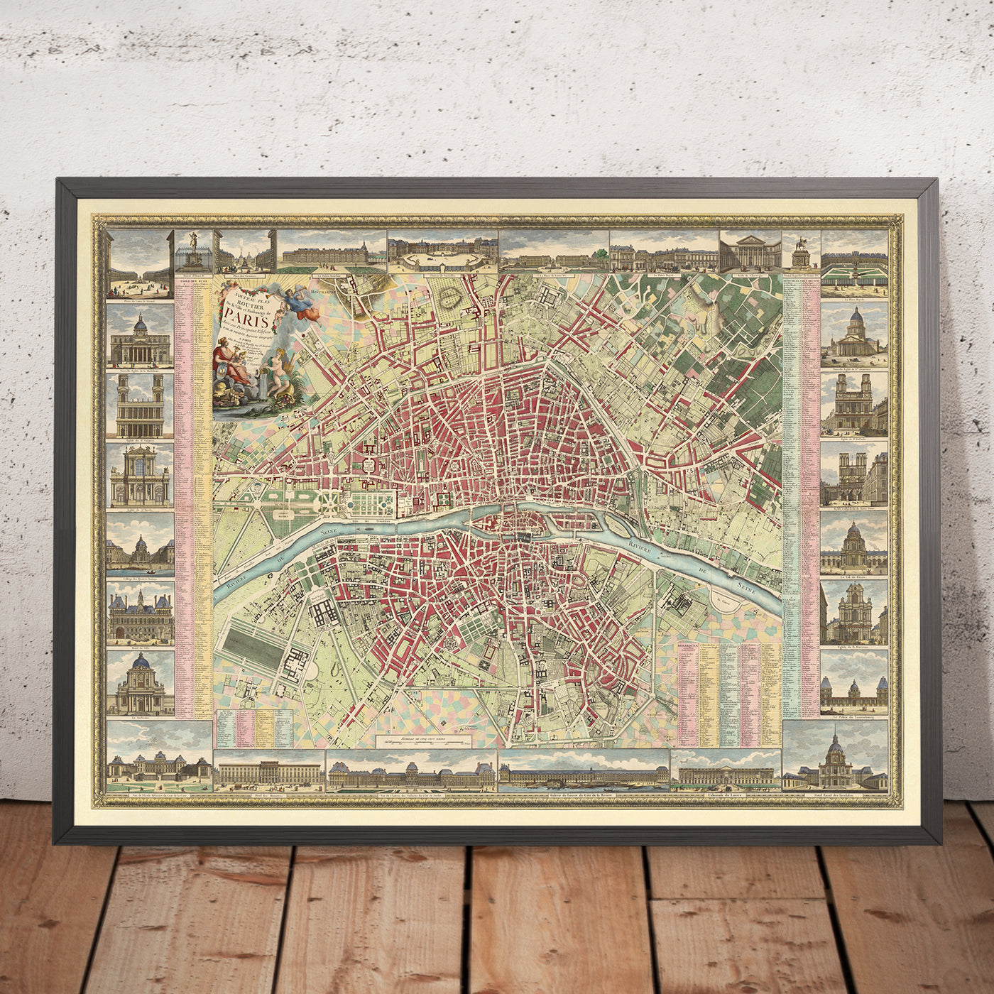 Large Map of Paris by Esnauts & Rapilly, 1784: Louvre, Notre Dame, Champs-Elysees, Bois de Boulogne, Pont Neuf