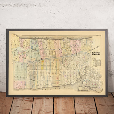 Old City Map of Harlem, NYC by Bromley, 1879: Fort Washington, Fort George, Hudson River, Harlem River