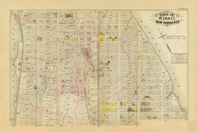 Alte Karte von New York City von Bromley, 1879: Bezirk 12, Hudson River, Harlem River, Broadway, Parks