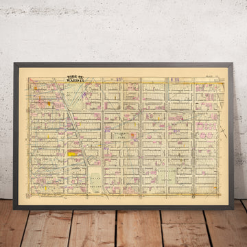 Mapa antiguo del distrito 18 de la ciudad de Nueva York por Bromley, 1879: Madison Square, Gramercy Park, Stuyvesant Square, Union Square, Tammany Hall