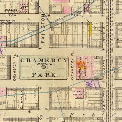 Alte Karte von New York Citys Ward 18 von Bromley, 1879: Madison Square, Gramercy Park, Stuyvesant Square, Union Square, Tammany Hall
