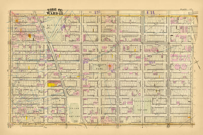 Ancienne carte du quartier 18 de la ville de New York par Bromley, 1879 : Madison Square, Gramercy Park, Stuyvesant Square, Union Square, Tammany Hall