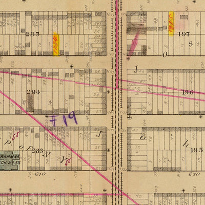 Ancienne carte de l'Upper East Side, New York par Bromley, 1879 : quartier 19, de la 74e rue à l'est de la 86e rue