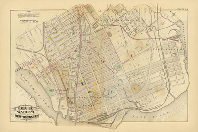 Old Map of the Bronx, NYC by Bromley, 1879: South Melrose, Mott Haven, St. Mary's Park, East River, Railways