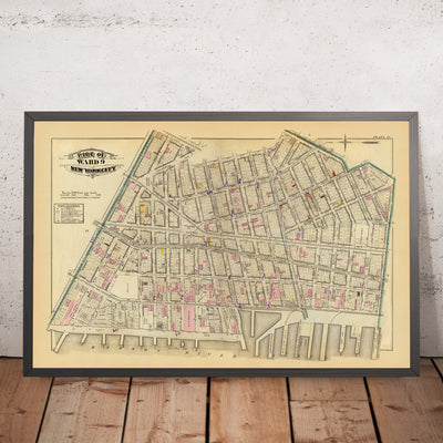 Mapa antiguo de West Village, Nueva York, 1879: Bleecker, 9th 10th Ave, Abingdon Square y Jackson Square