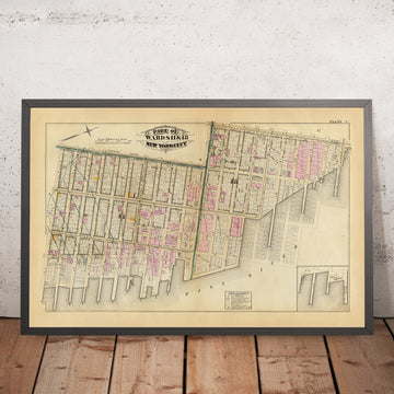 Ancienne carte du Lower East Side, New York, 1879 : quartiers 11 et 18 détaillés de Bromley