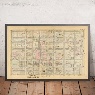 Ancienne carte de Midtown, New York par Bromley, 1879 : Grand Central Terminal, Reservoir Square, de la 38e rue à l&