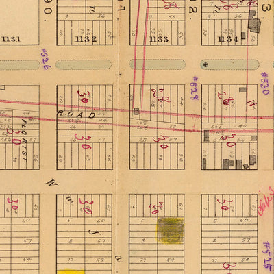 Ancienne carte de l'Upper West Side, New York, 1879 : Riverside Park, de la 81e rue à l'ouest de la 101e rue