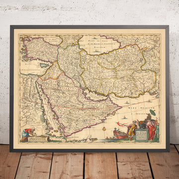 Alte Karte von Persien, Anatolien, Armenien und Arabien von Visscher, 1690: Naher Osten, Amman, Teheran, Riad, König Salman Reservat 
