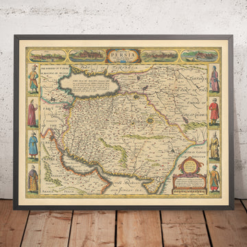 Alte seltene Karte des Persischen Reiches von Speed, 1627: Iran, Naher Osten, Heiliges Land, Spaha, Ormus, Gilan 