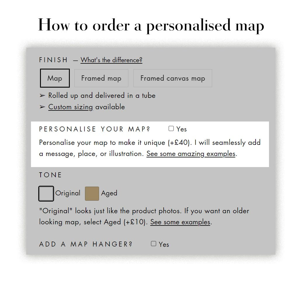 Customed Map Map personalisation – The Unique Maps Co.