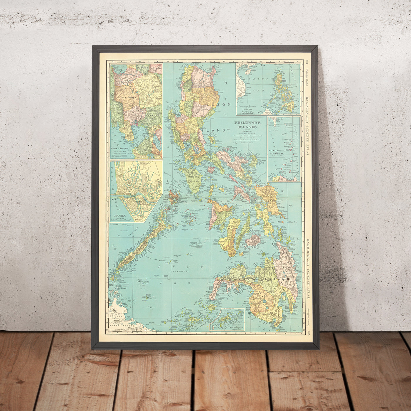 Mapa antiguo de Filipinas de Rand McNally, 1904: Manila, Luzón, Samar, Cebú y Mindanao