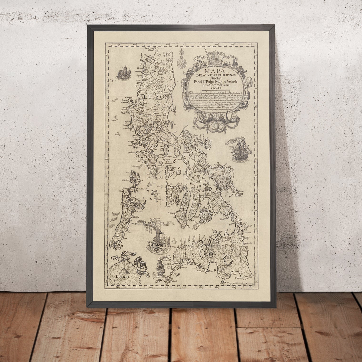 Old Map of the Philippines 1744 - Philippinesreducedvelardebagay174436x24mockupframe 