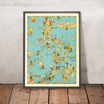 Mapa antiguo de Filipinas de Ruth Taylor White, 1935: Manila, Luzón, Samar, Mindanao y el archipiélago de Sulu