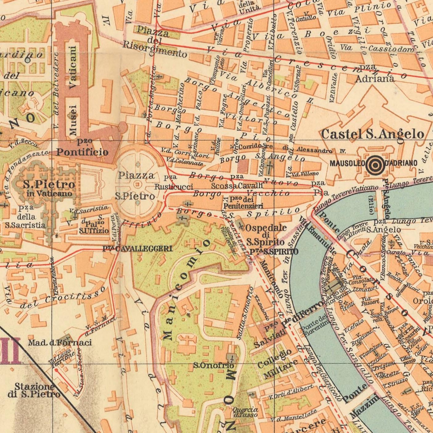 Viator Rome Map Rare Old Plan Map of Rome, 1921: Vatican, Colosseum, Trevi Fountain, V ...