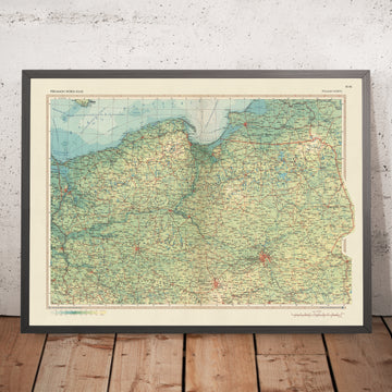 Mappa antica della Polonia, 1967: Danzica, Varsavia, Bialystok, Kaliningrad, fiume Vistola 