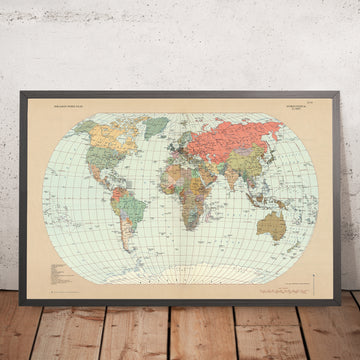 Vecchia mappa politica mondiale, 1967: Era della Guerra Fredda, confini politici dettagliati 