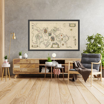 Old Portolan Map of Europe by De Wit, 1675: Naval Chart, Mediterranean, North Sea, Atlantic