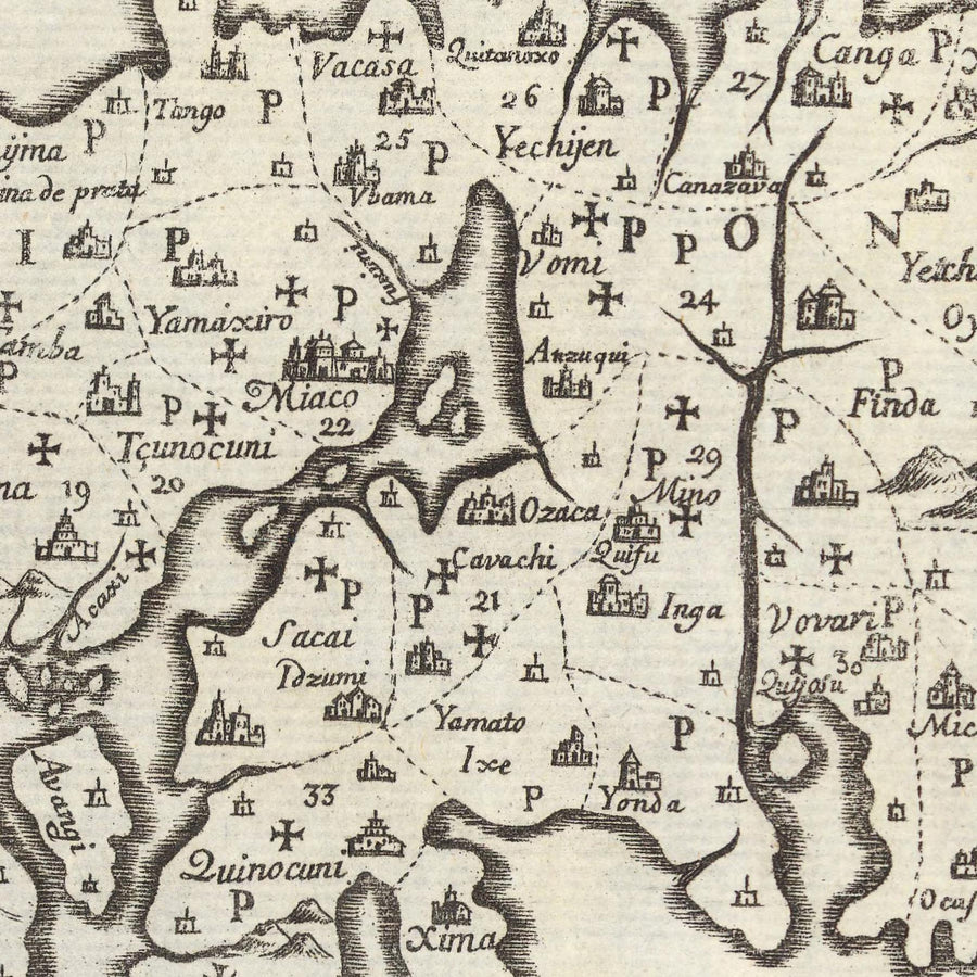 Alte "Shogun"-Karte von Japan von Moreira, 1679: Portugiesische Jesuiten, Edo, Kyoto, Osaka 