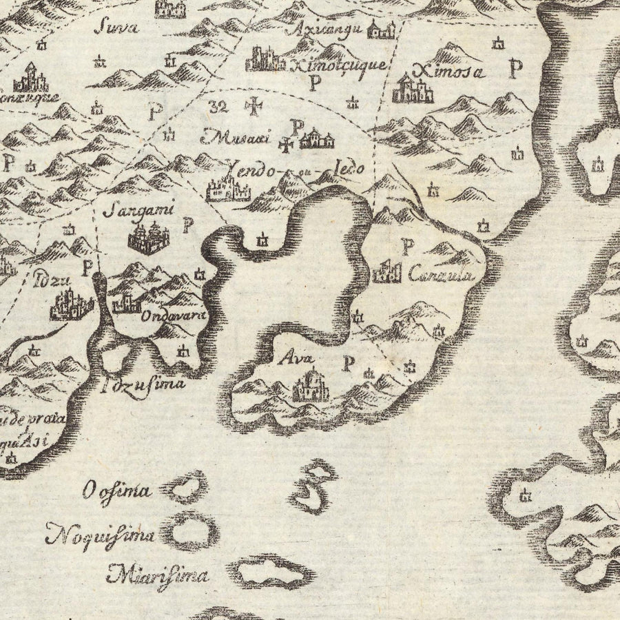 Alte "Shogun"-Karte von Japan von Moreira, 1679: Portugiesische Jesuiten, Edo, Kyoto, Osaka 