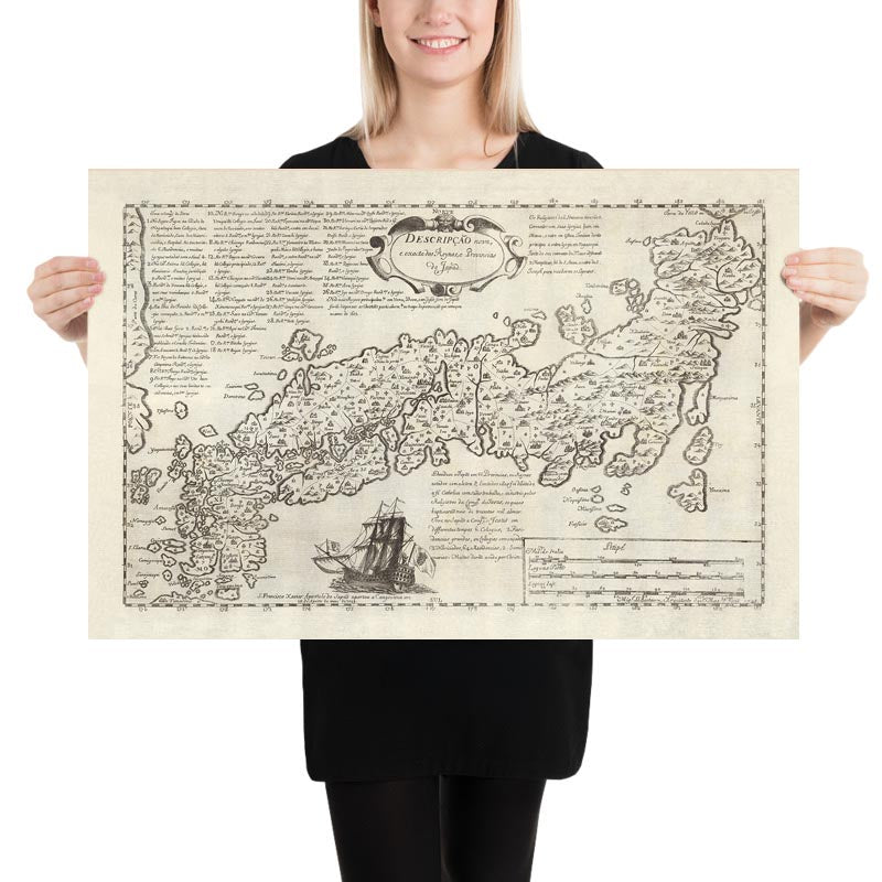 Alte "Shogun"-Karte von Japan von Moreira, 1679: Portugiesische Jesuiten, Edo, Kyoto, Osaka 