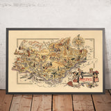 Alte Karte von Provence, Frankreich von Liozu, 1951: Marseille, Avignon, Cannes, Nizza, Monaco 