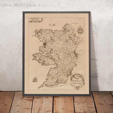 Old Map of Connacht by Petty, 1685: Galway, Leitrim, Mayo, Sligo, Roscommon