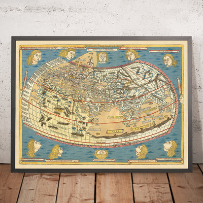 Rare Old World Map of the World by Ptolemy, 1486: One of the First World Atlases