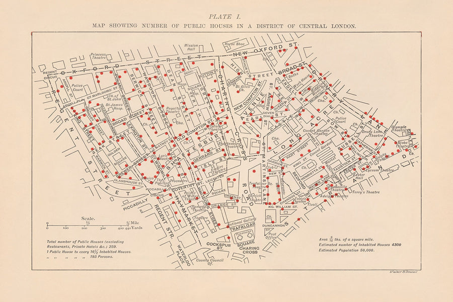 Mappa dei pub di Old London, 1889: Soho vittoriano, Covent Garden, Seven Dials, West End 