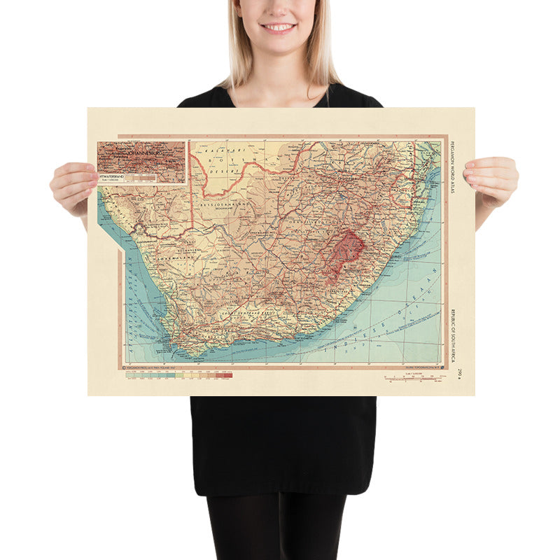 Old Robe Sa Map Old Map of Republic of South Africa, 1967: Johannesburg, Cape Town, Kr ...