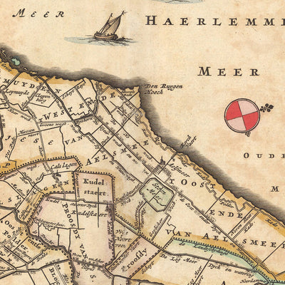 Alte Karte von Rijnland und Amstelland von Visscher, 1690: Amsterdam, Haarlem, Den Haag, Leiden, Gouda