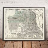 Ancienne carte de San Francisco, 1895 : Richmond, Western Addition, Potrero, Mission, Rancho Laguna et San Miguel 